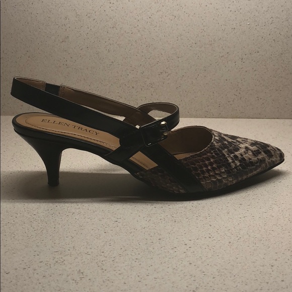 🆕 Ellen Tracy snakeskin patent leather sling back - Picture 8 of 8
